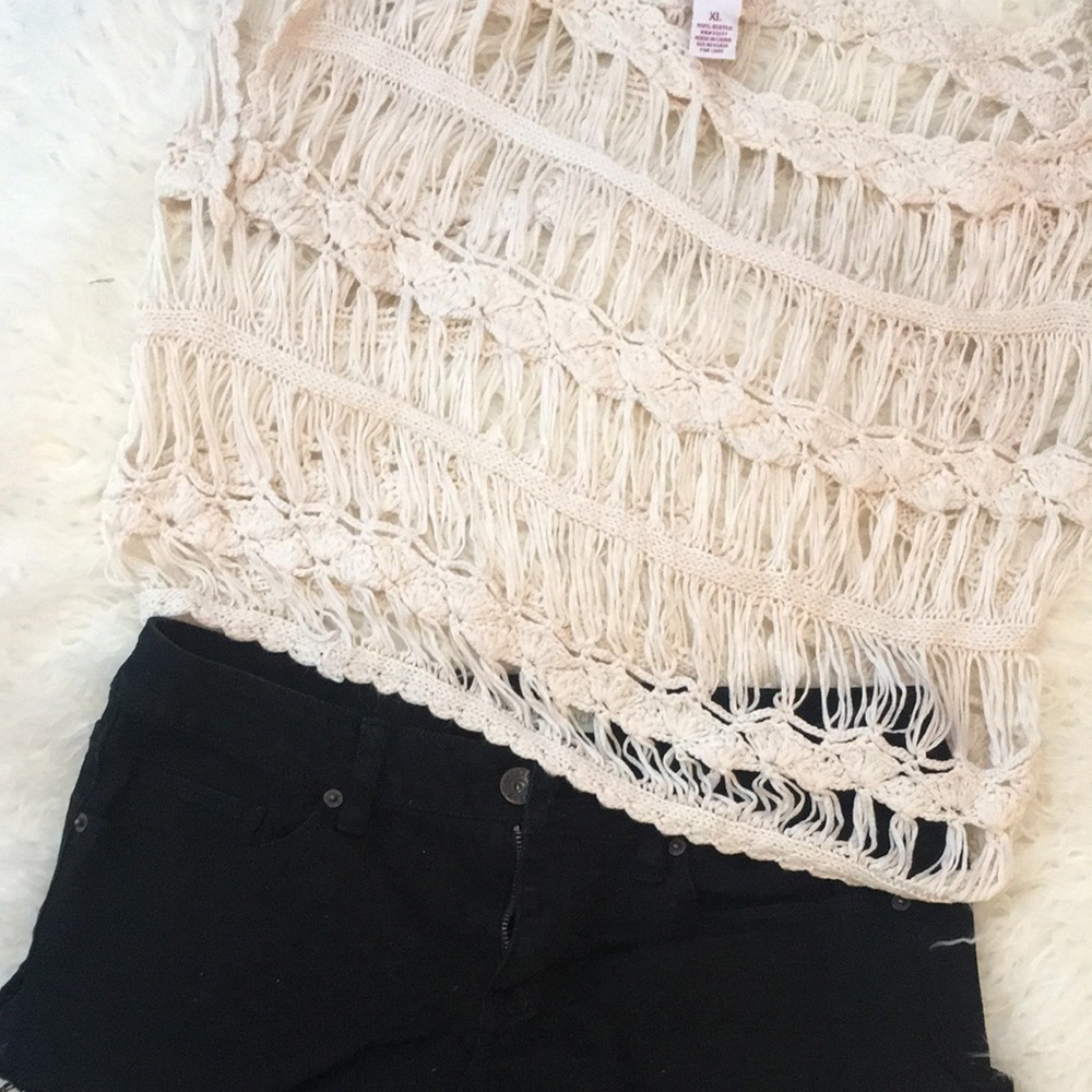 White crochet sweater